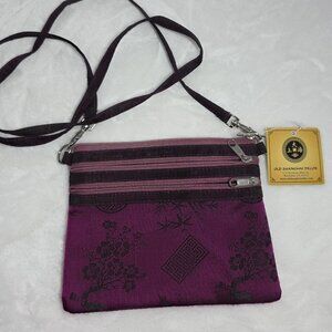 Old Shanghai Decor Crossbody Bag "Red Blossoms"  Fuchsia
